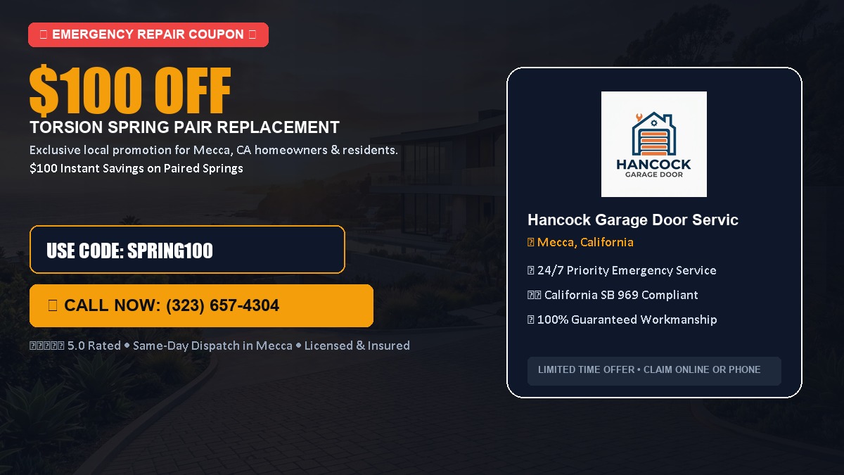 $100 OFF Heavy-Duty Torsion Spring Pair Replacement in Mecca, CA