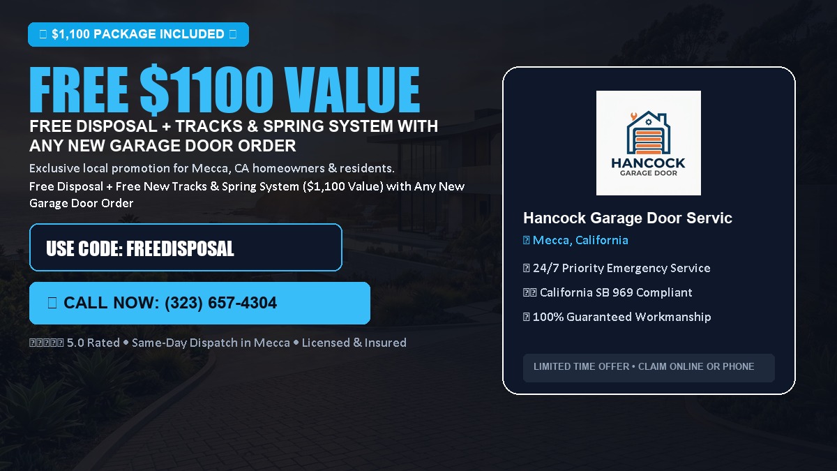 Free Disposal + Free New Tracks & Spring System with Any New Garage Door Order ($1100 Value) in Mecca, CA